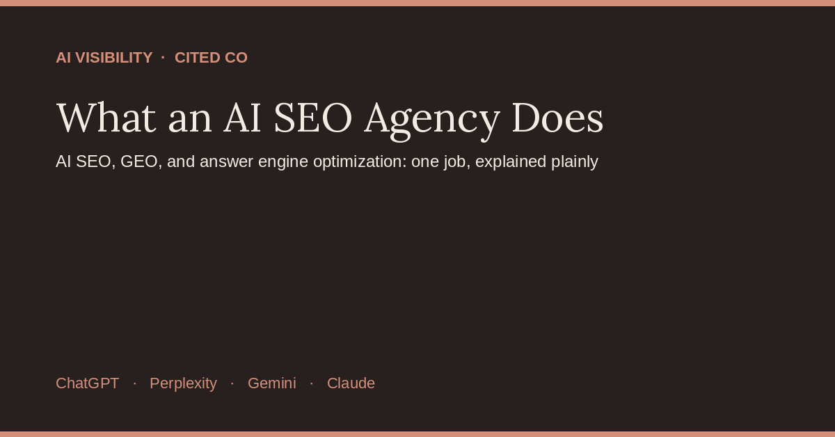 What an AI SEO agency does infographic - Cited Co